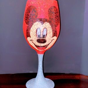 Custom Painted Wine Glass (Mickey Mouse)